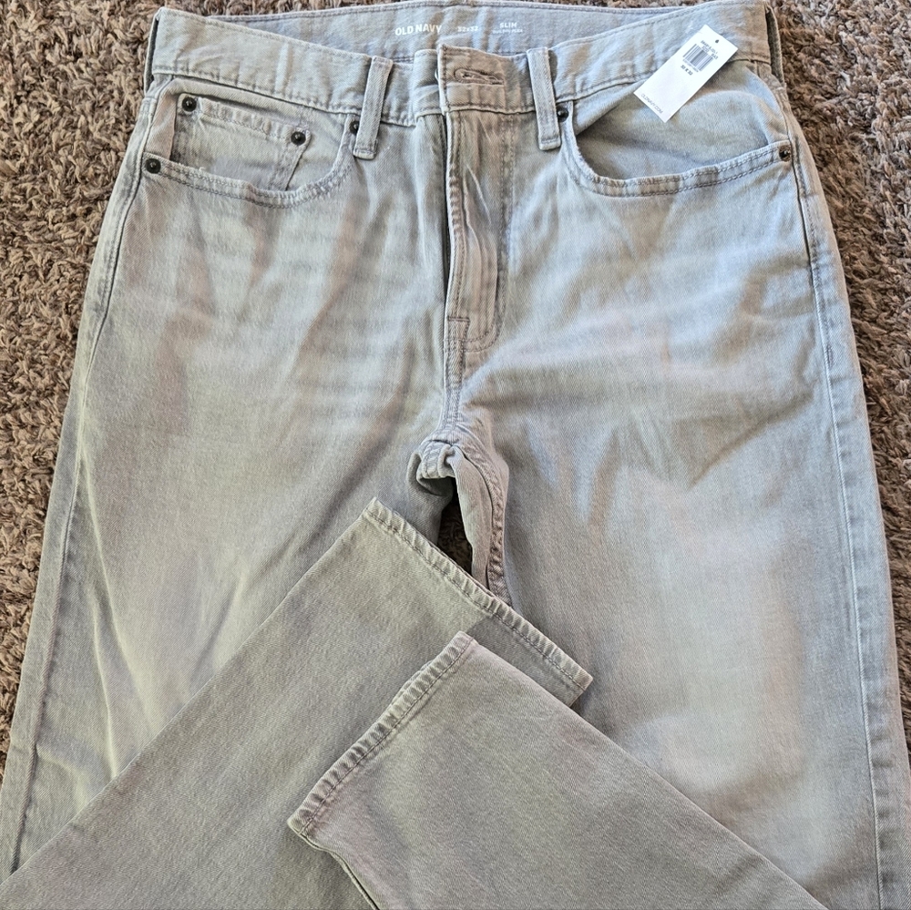 Old Navy Men's Light Gray Straight Jeans